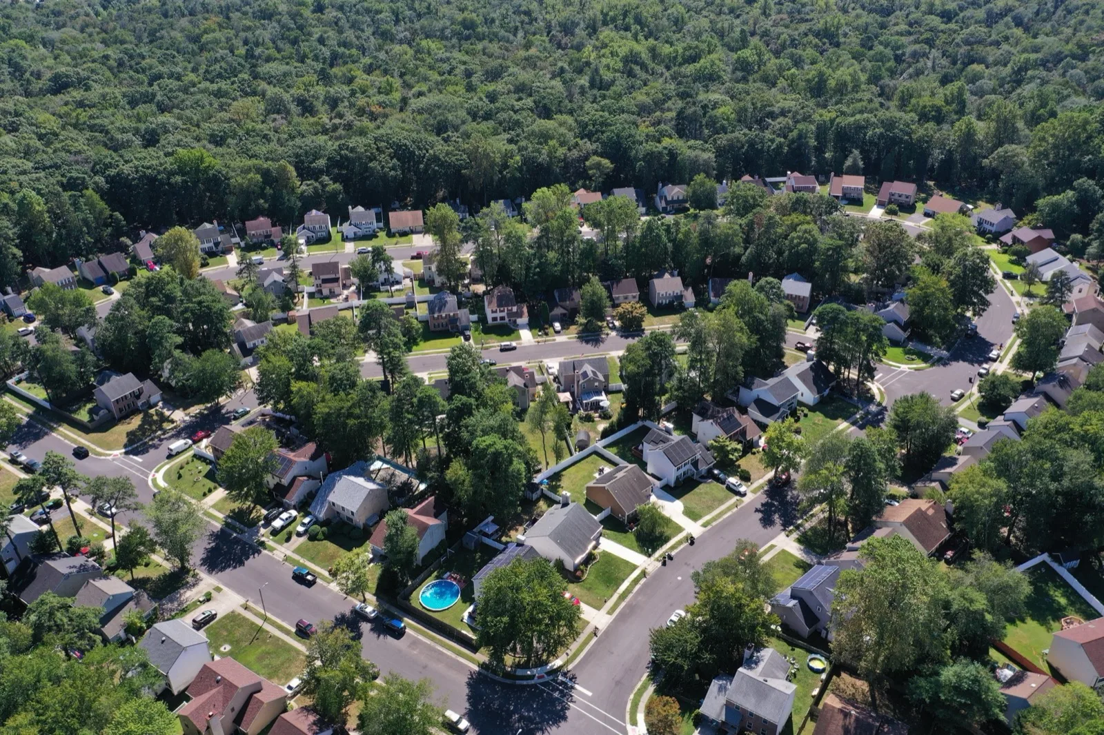 Aerial view of an established neighborhood in Sicklerville, Winslow Township, New Jersey